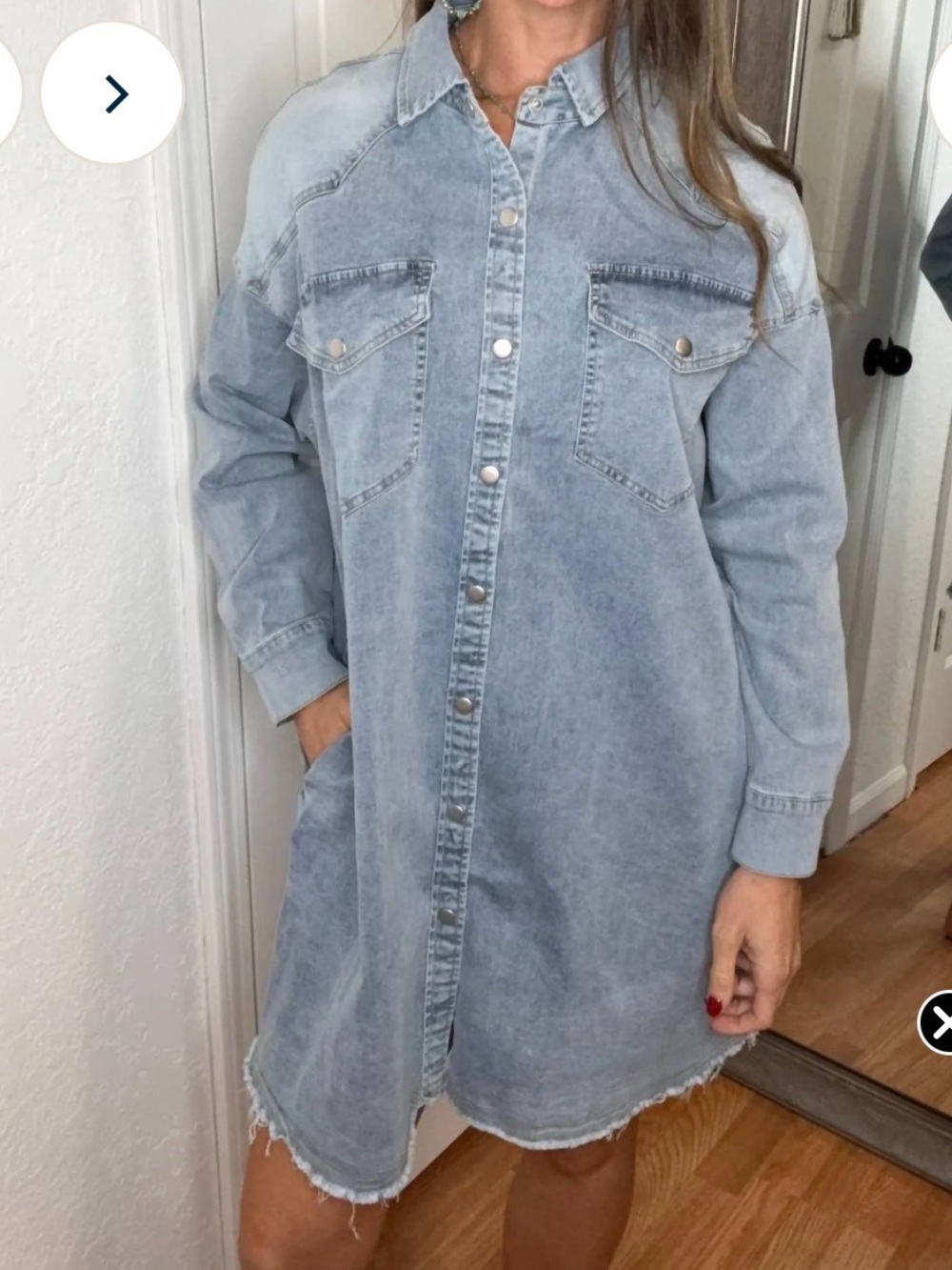 Women's Light Blue Denim Button-Down Shirt/dress - originally $80. NWT.